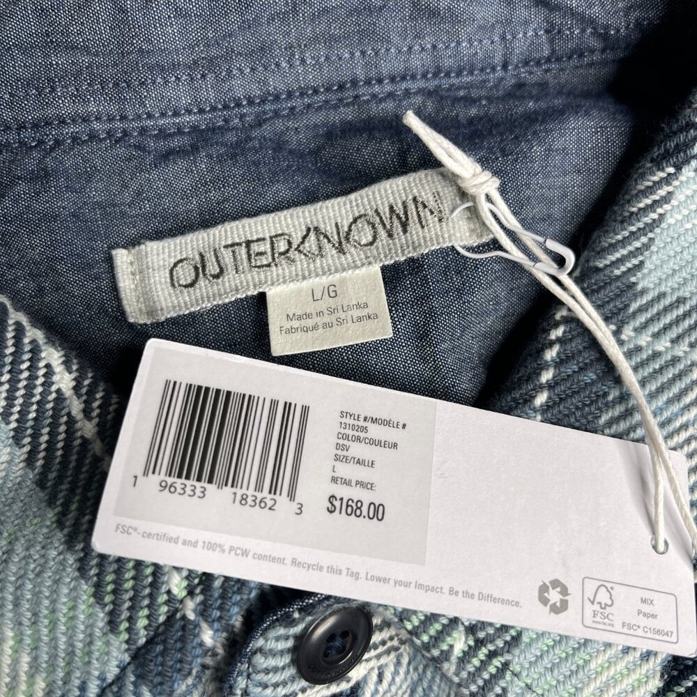 New Outerknown Blanket Shirt Blue White Heavy Organic Cotton Flannel Multi Sizes - Picture 11 of 16
